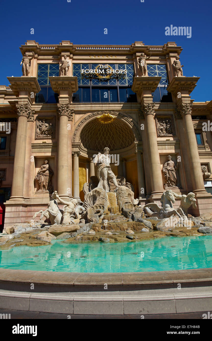 Trevi Fountain replica outside the Forum Shops, Caesars Palace, Las Vegas, Nevada, USA Stock Photo