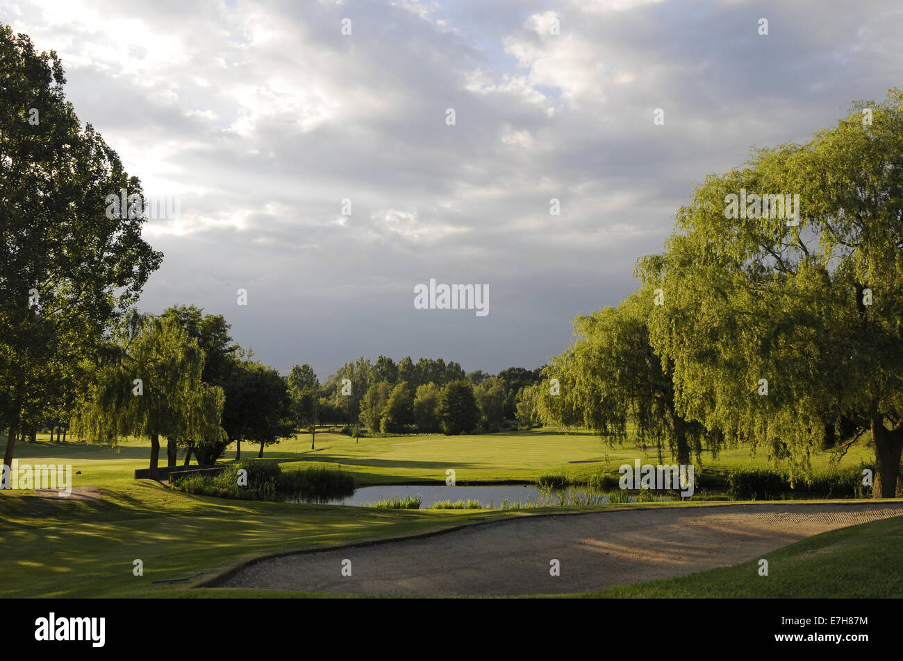 late evening view back down Fairway over the Pond on the 9th Hole at