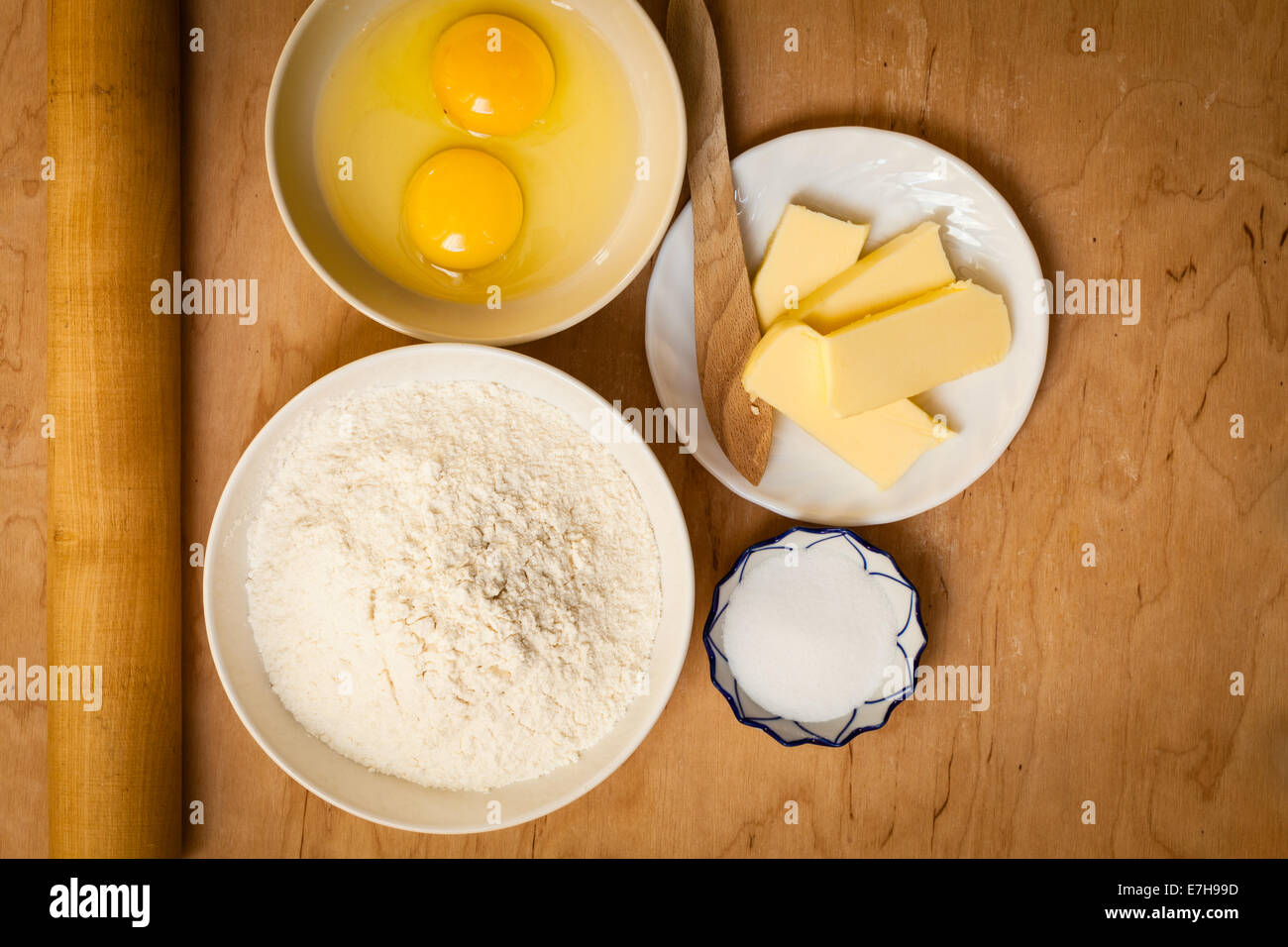 Cooking concept. Preparation for baking, bake ingredients and kitchen ...