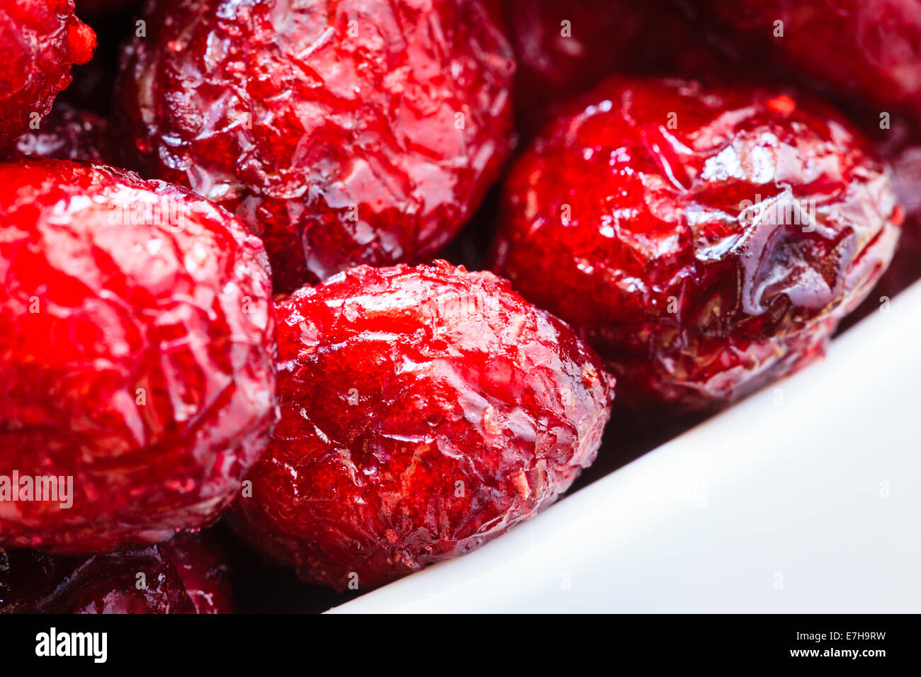 Healthy high fiber foods, organic nutrition. Close up dried cranberries