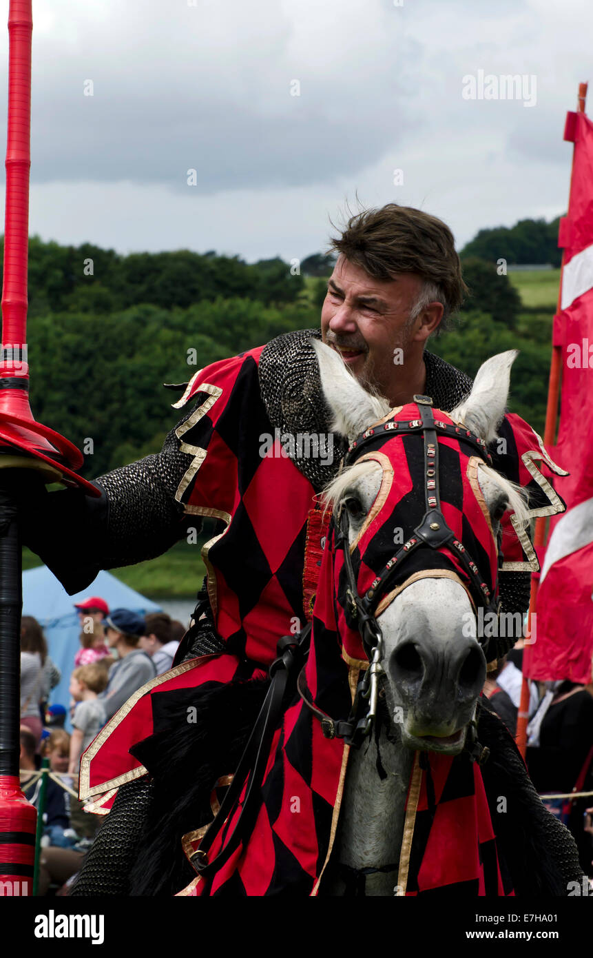 Knight taking part in a medieval jousting tournament at Linlithgow ...