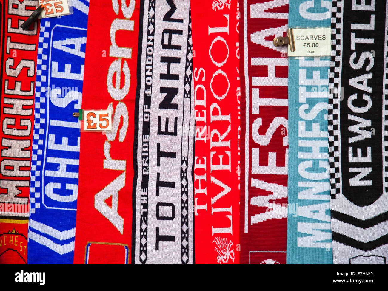 English football team scarves. Stock Photo