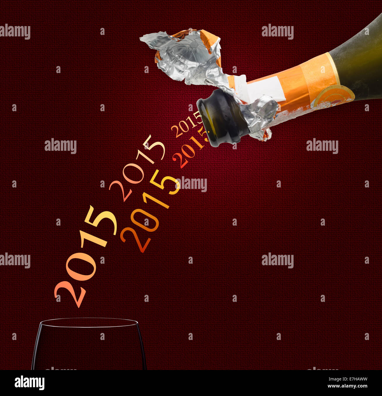 Champagne for new year two thousand fifteen Stock Photo