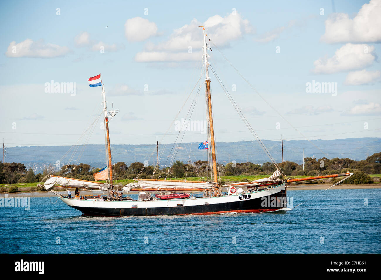 The old Dutch Herring drifter Tecla sails into Port Adelaide Australia Stock Photo