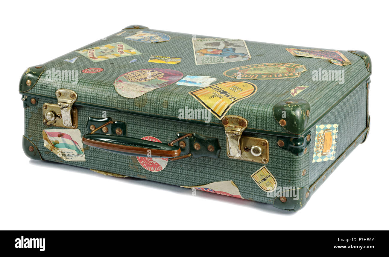 Old vintage suitcase with travel labels Stock Photo by ©PHOTOLOGY1971  53434113