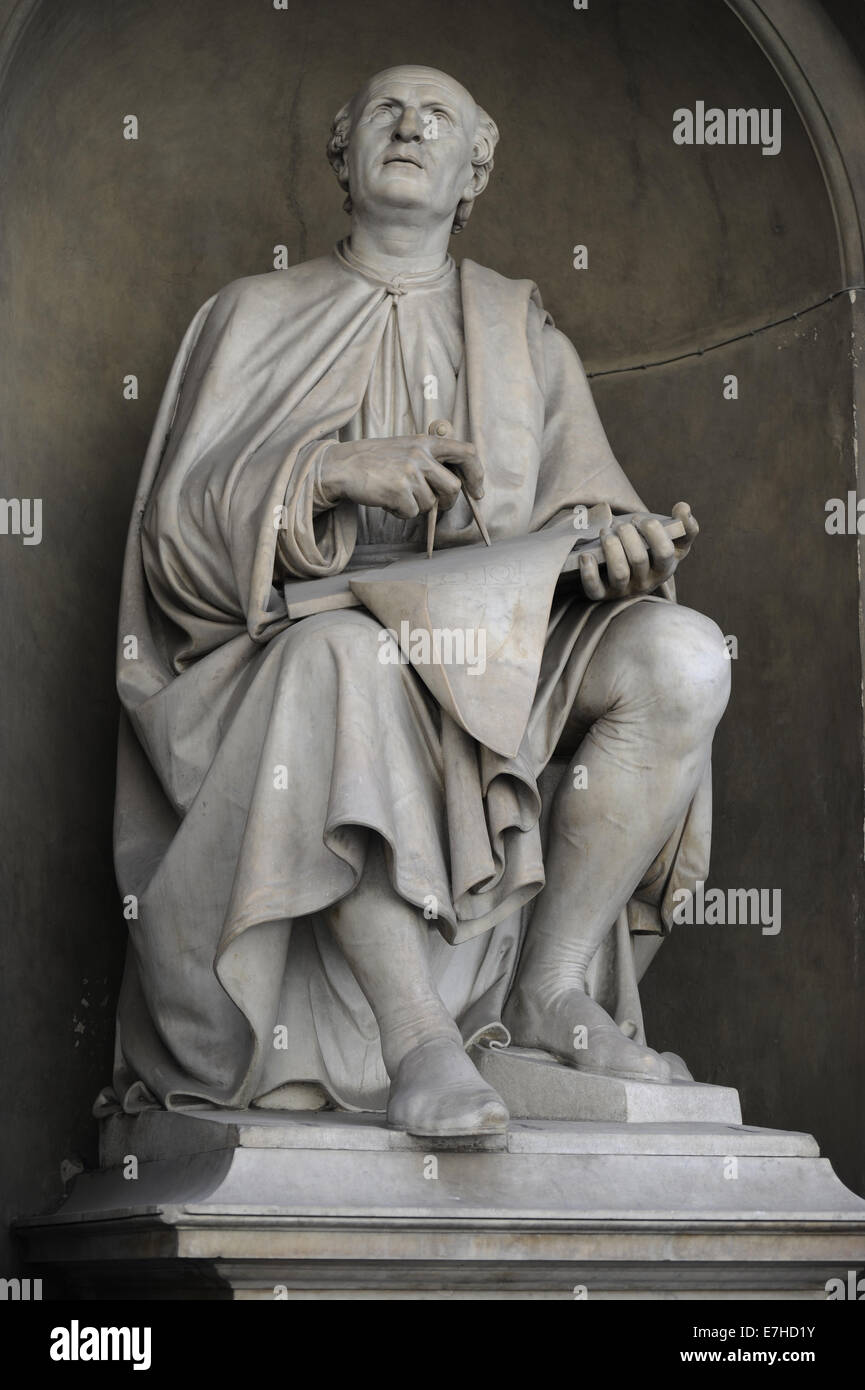 Filippo Brunelleschi (1377-1446). Architect and engineer Italian Renaissance. Statue Florence. Italy. Stock Photo