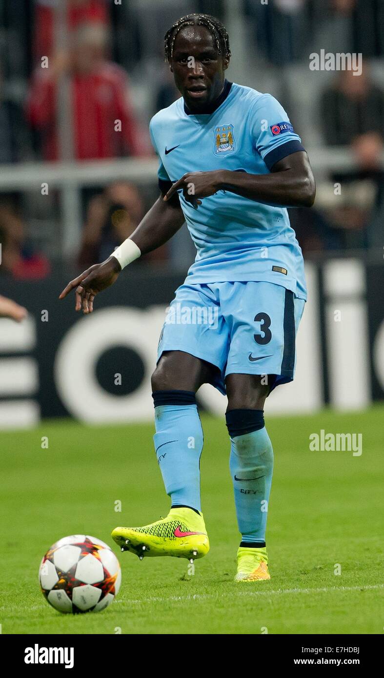 Munich, Germany. 17th Sep, 2014. Manchester's Bacary Sagna controls the ball during the UEFA Champions League Group E soccer match between FC Bayern Munich and Manchester City in Munich, Germany, 17 September 2014. Photo: Sven Hoppe/dpa/Alamy Live News Stock Photo
