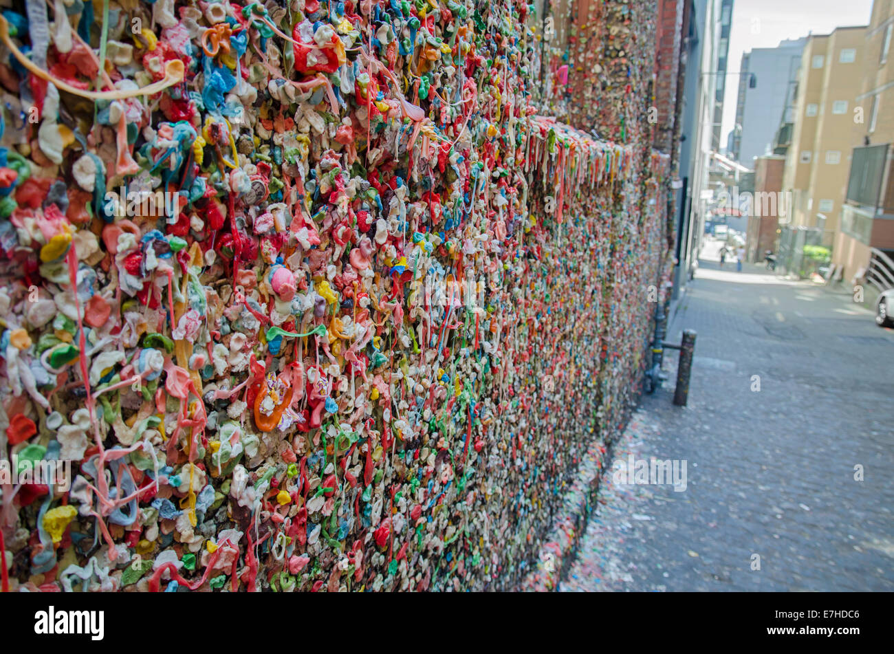 Chewing gum wall, Pike place market, Seattle Stock Photo