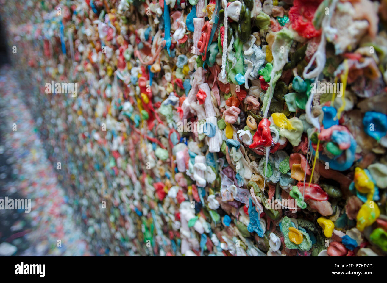 Chewing gum wall, Pike place market, Seattle Stock Photo