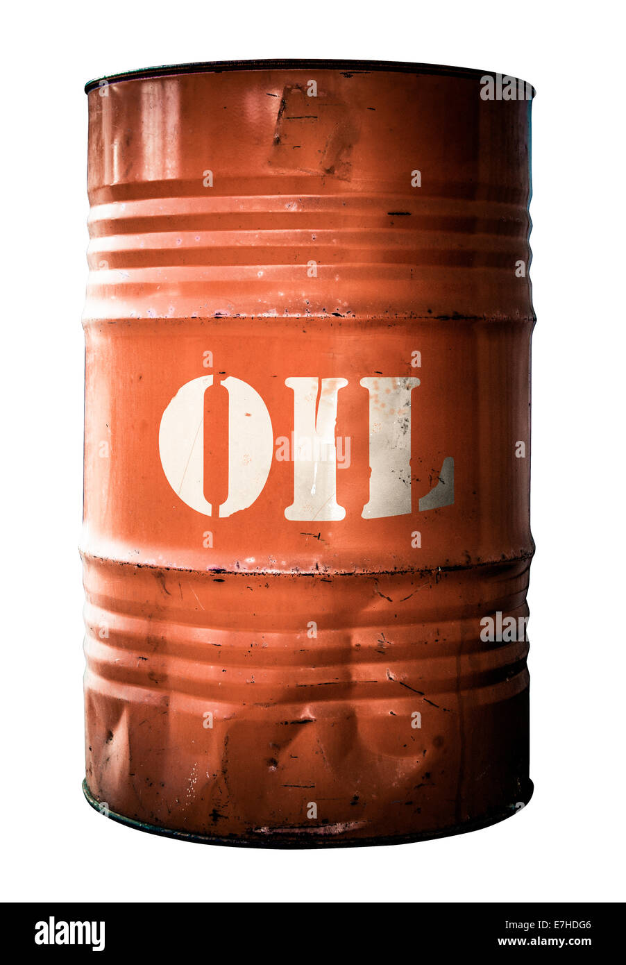 Orange Oil Drum Or Barrel Stock Photo