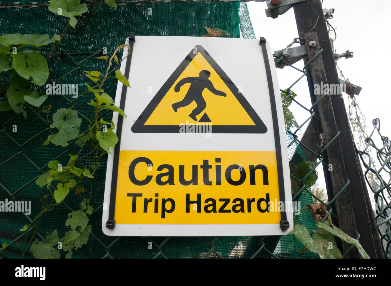 caution trip hazard sign Stock Photo