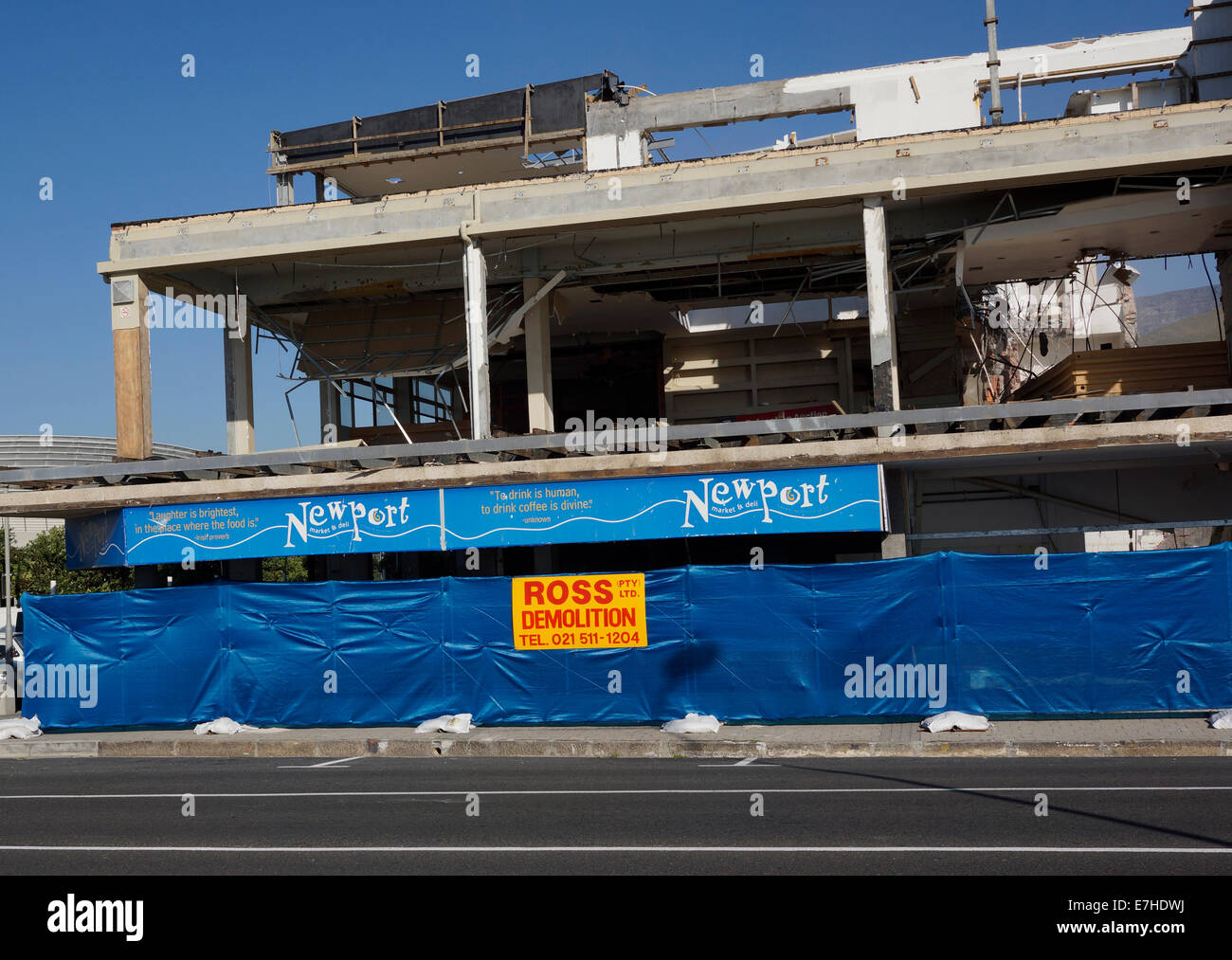 Building being demolished in Sea Point, Cape Town, South Africa. Stock Photo