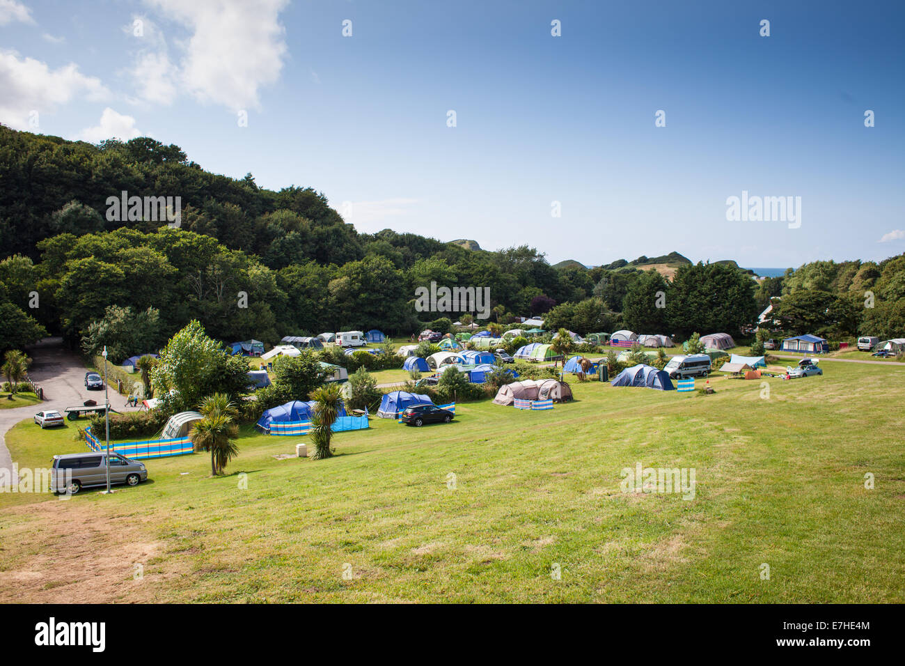 a campsite in devon Stock Photo Alamy