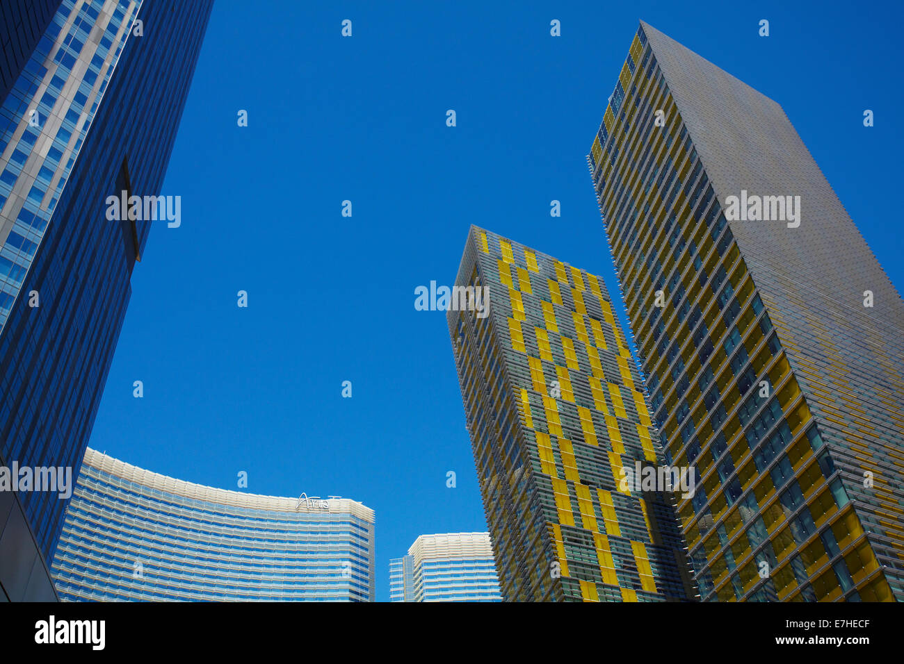 Tower blocks at Aria Resort and Casino, Las Vegas, Nevada, USA Stock Photo