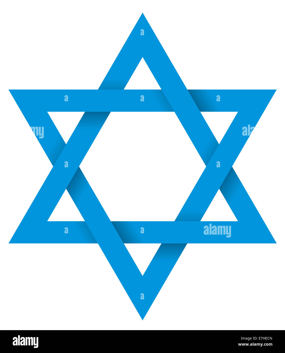 Blue Hexagram 3D - six-pointed geometric star figure is the compound of two equilateral triangles. Intersection is a hexagon. Stock Photo