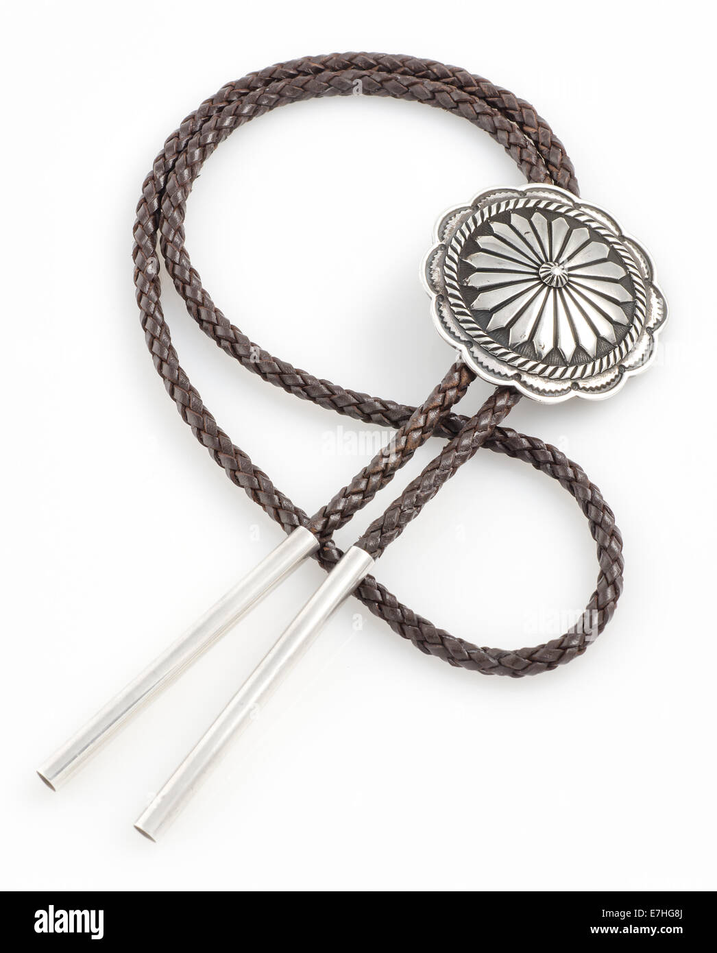 Braided Bolo Tie with Concho. Stock Photo