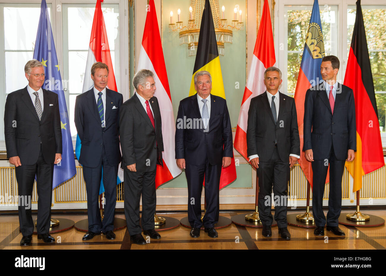 German President Joachim Gauck (C) stands with heads of state (LR