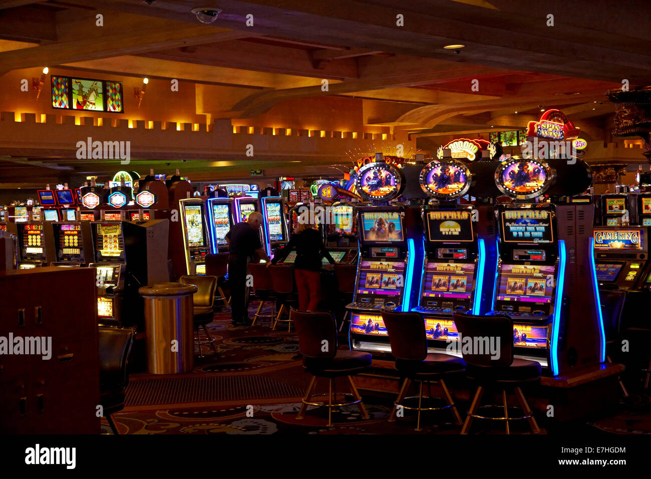 Slot machines, Excalibur Hotel and Casino, Las Vegas, Nevada, USA Stock Photo