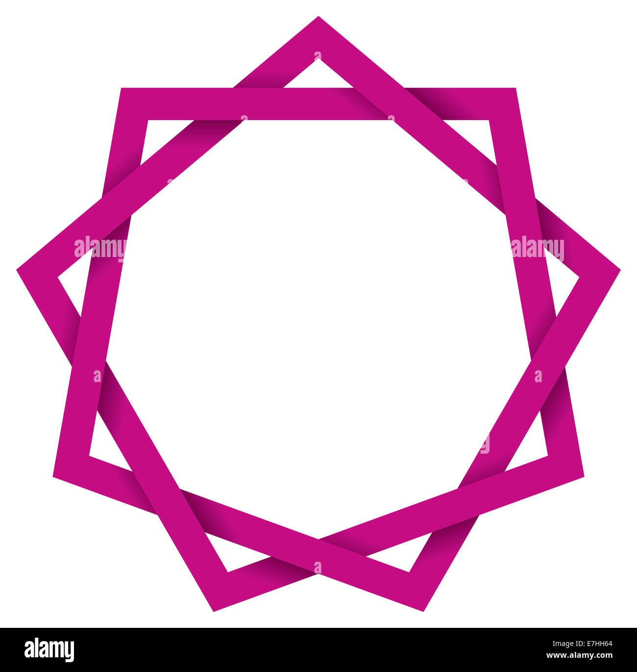 Purple Enneagram 3D - Nine-pointed geometric star polygon that can be drawn with nine straight strokes. Also called nonagram. Stock Photo