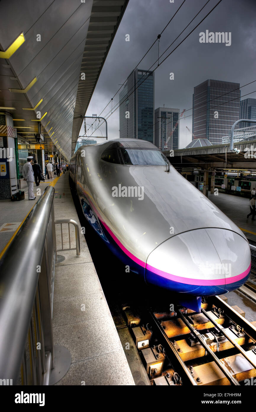 Shinkansen at Tokyo station, Japan. Stock Photo