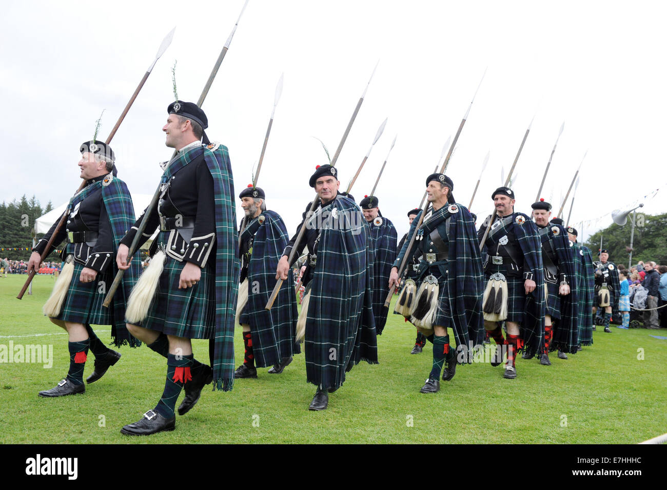 Scottish regiments gather at the Braemar HIghland games in the Scottish HIghlands. Stock Photo