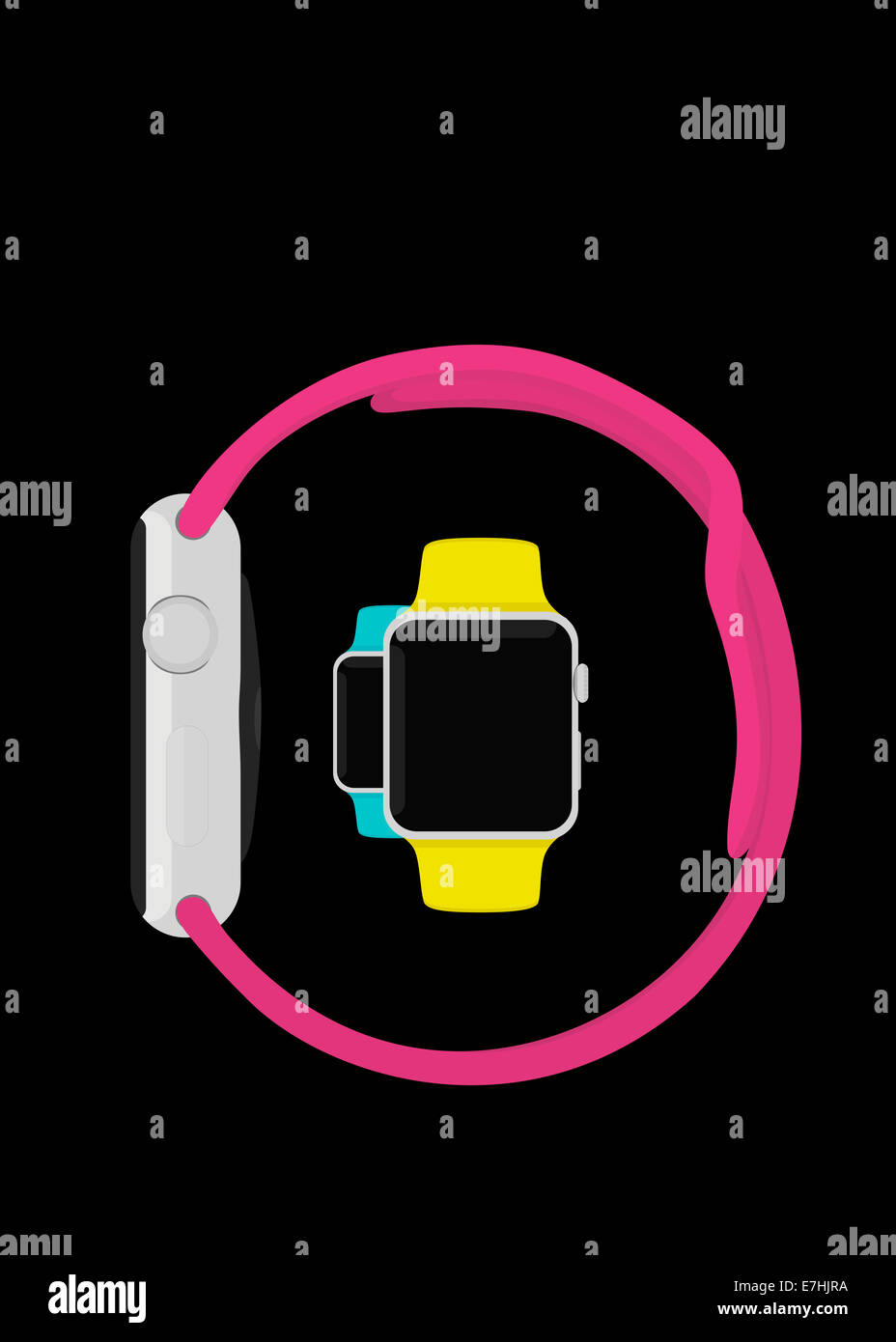 Apple Watch Sport, flat design illustration. Stock Photo