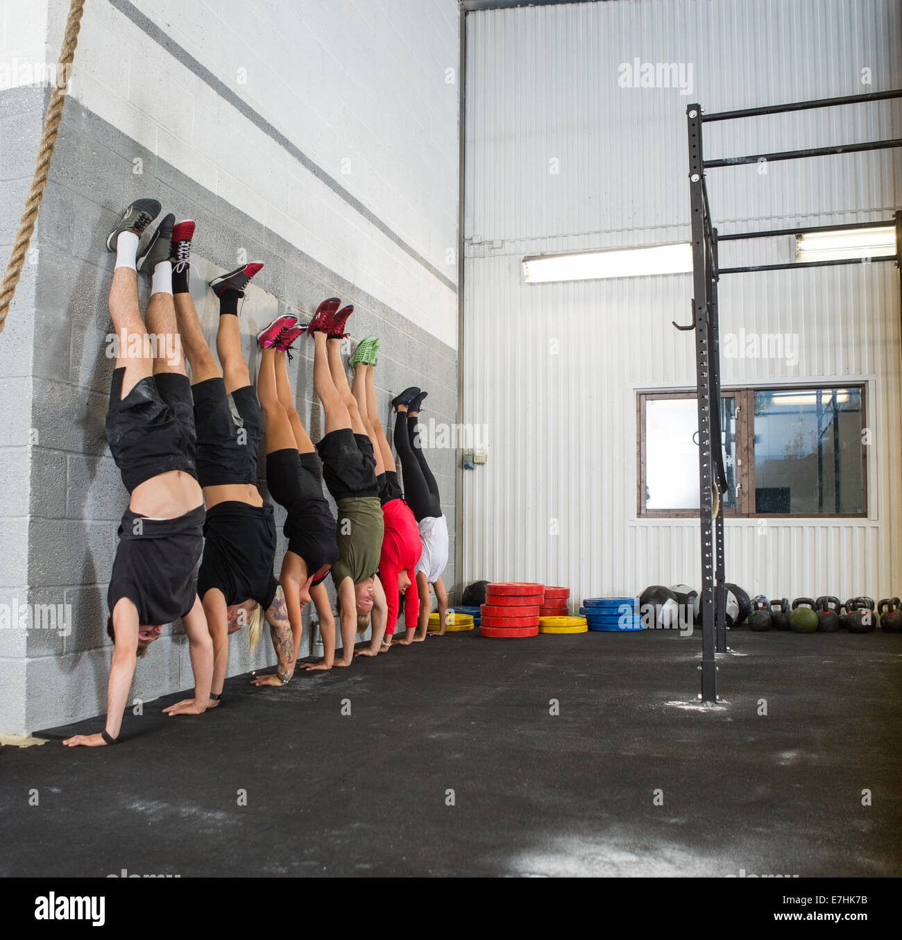 People Doing Handstands At Cross Training Box Stock Photo
