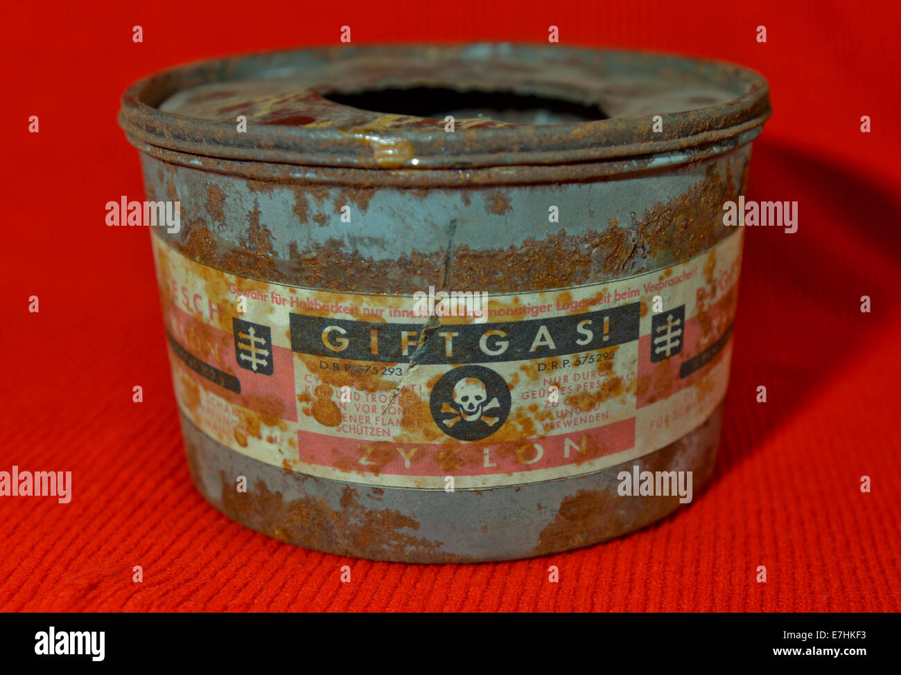 Littledean, Forest of Dean, UK. 18th Sept, 2014. Used original Zyklon B 100gram sized canisters from one of the first Nazi gas chambers situated at Grafeneck Euthanasia Center, housed in Grafeneck Castle, Germany will go on display at the Crime through Time Collection at the Littledean Jail.  It had officially opened in January 1940 and was closed on the orders of Nazi warlord Himmler in December 1940 . This facility was mainly used to exterminate mentally Handicapped and retarded victims as part of the Nazi euthanasia program. Credit:  jules annan/Alamy Live News Stock Photo