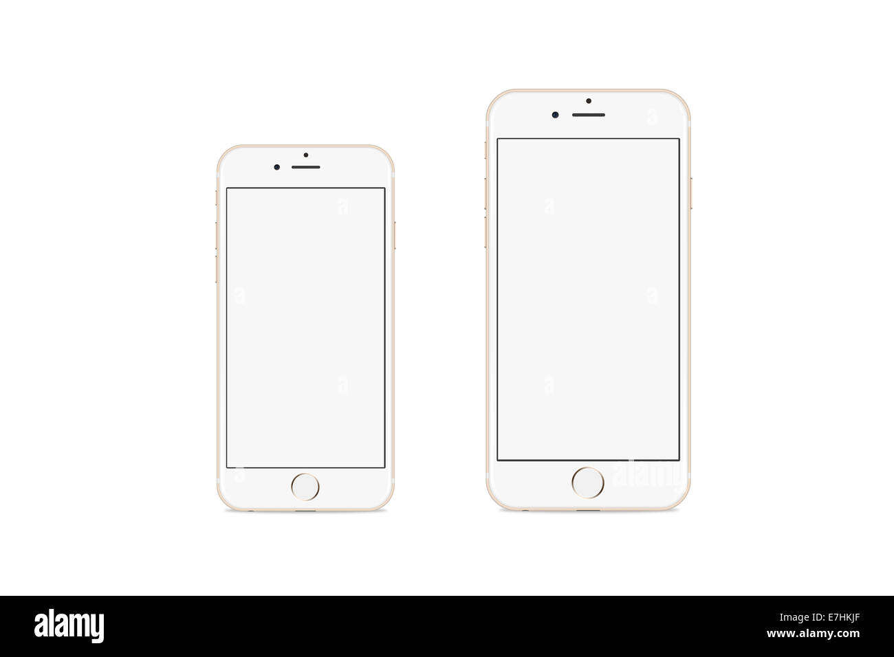 Digitally generated image of cell phone, iphone 6 and iphone 6 plus, silver. Stock Photo