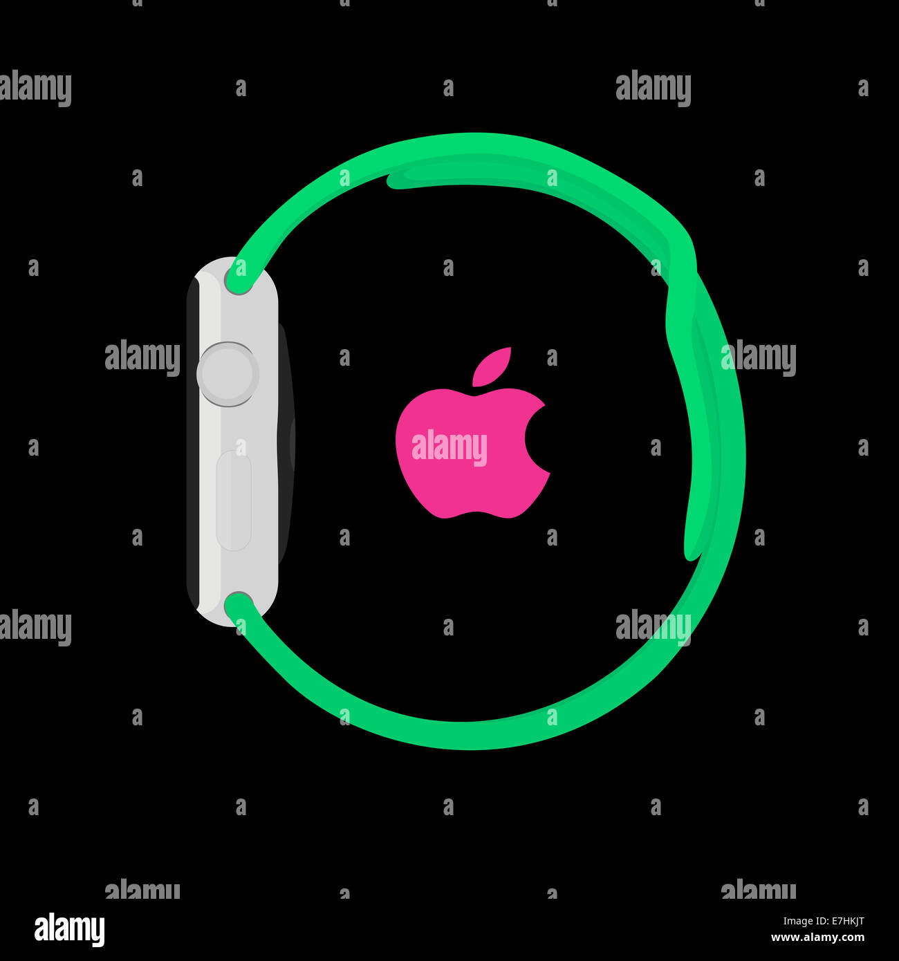 Apple Watch Sport displaying logo, flat design illustration Stock Photo Alamy