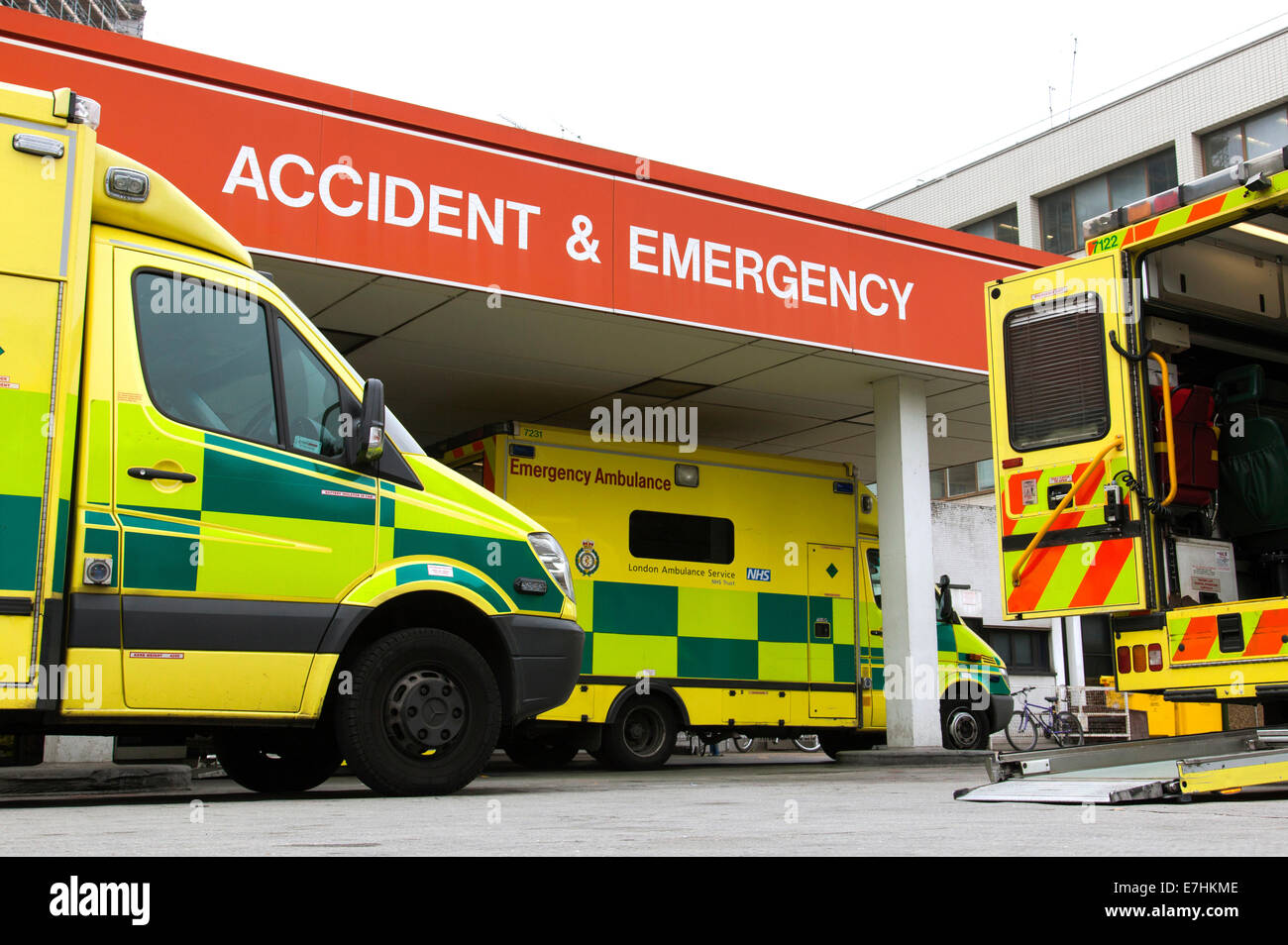 Ambulances at the Accident & Emergency Unit at Guy's & St Thomas