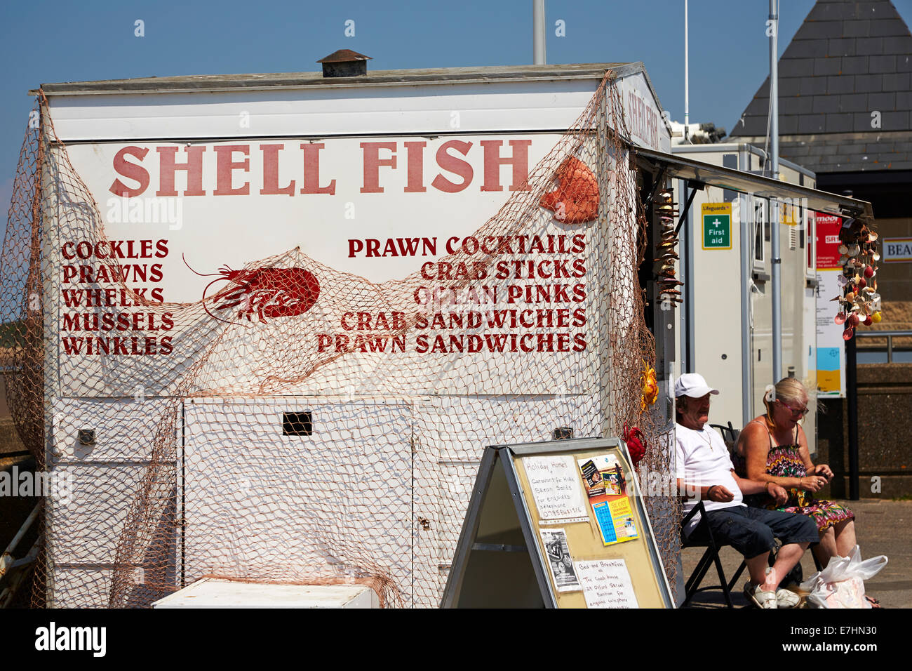 Shell Fish stall, Burnham On Sea, Somerset, England, UK Stock Photo