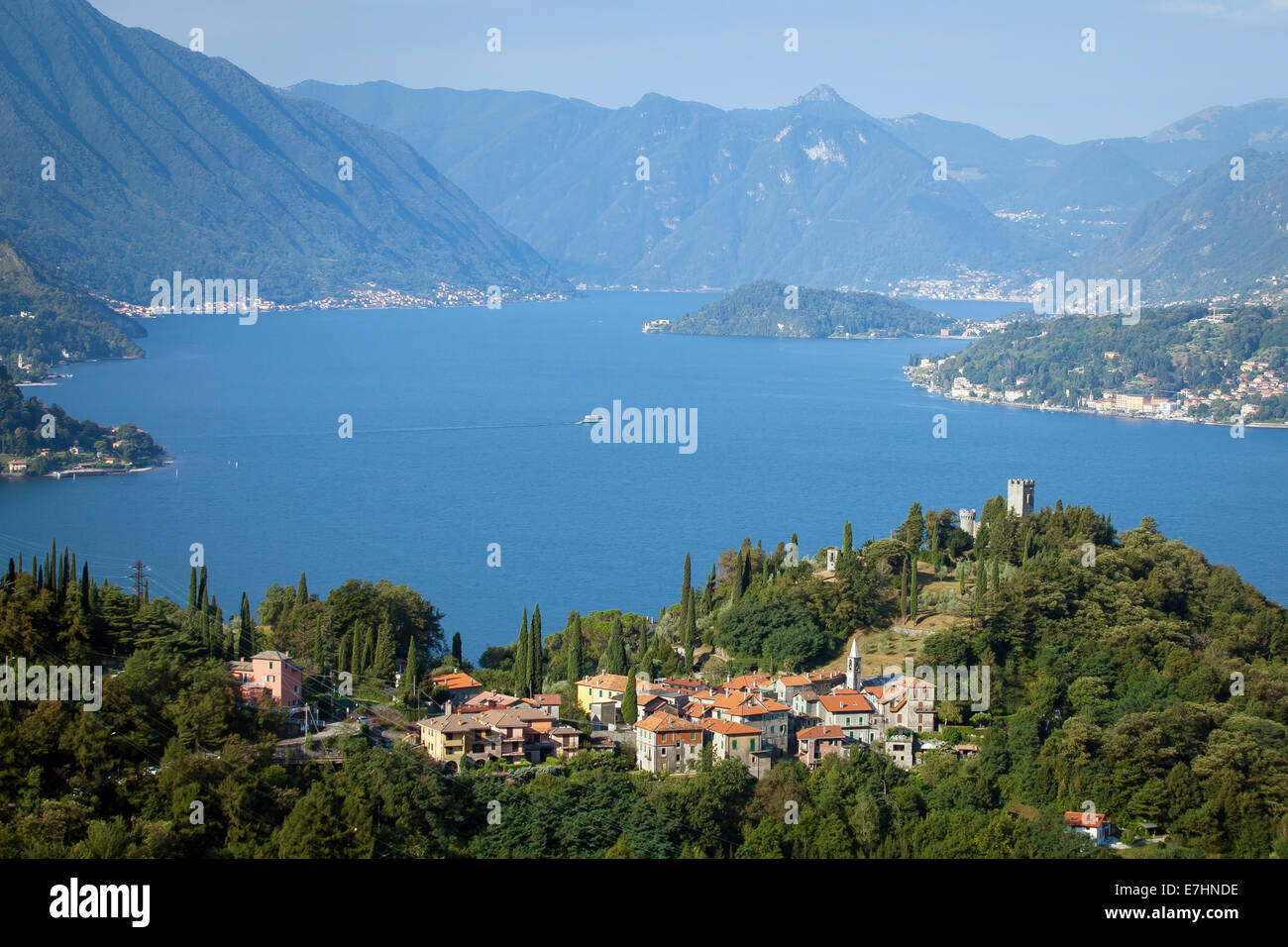 The Castle of Vezio and Lake Como Stock Photo