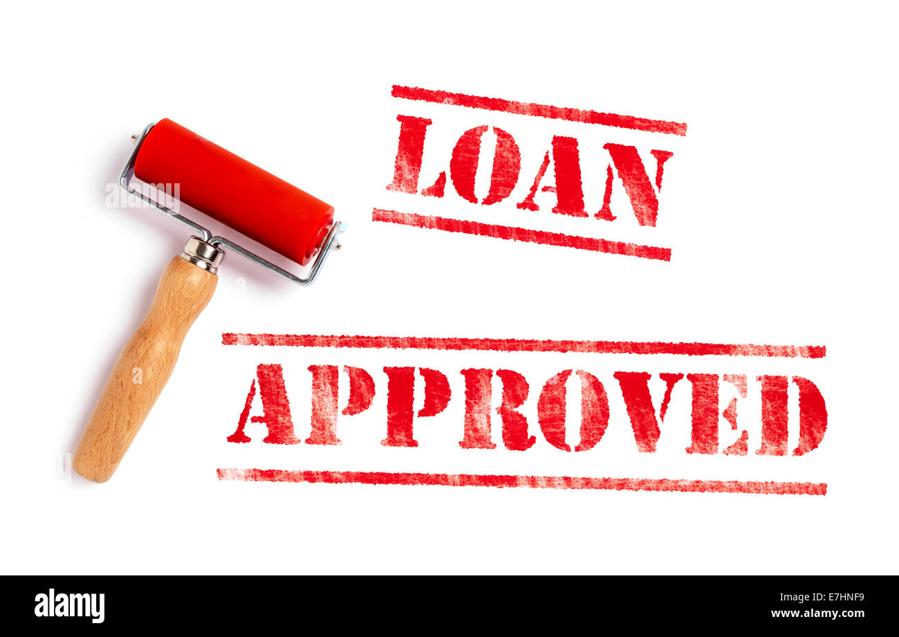 Loan Approved red ink with ink roller Stock Photo