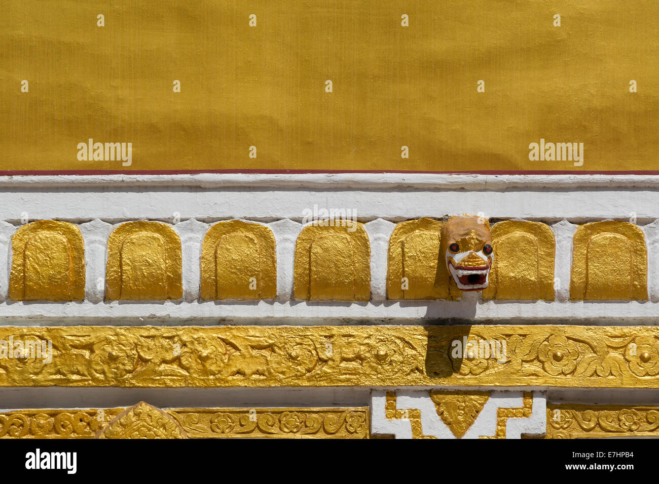 Myanmar (Burma), Sagaing Division, Sagaing, Kaunghmudaw Pagoda, detail of exterior view with gilded stupa Stock Photo