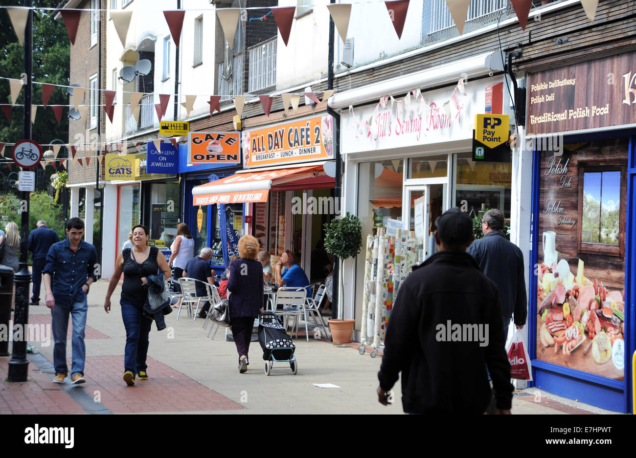 Crawley West Sussex UK - The old shopping precinct and High Street area Stock Photo