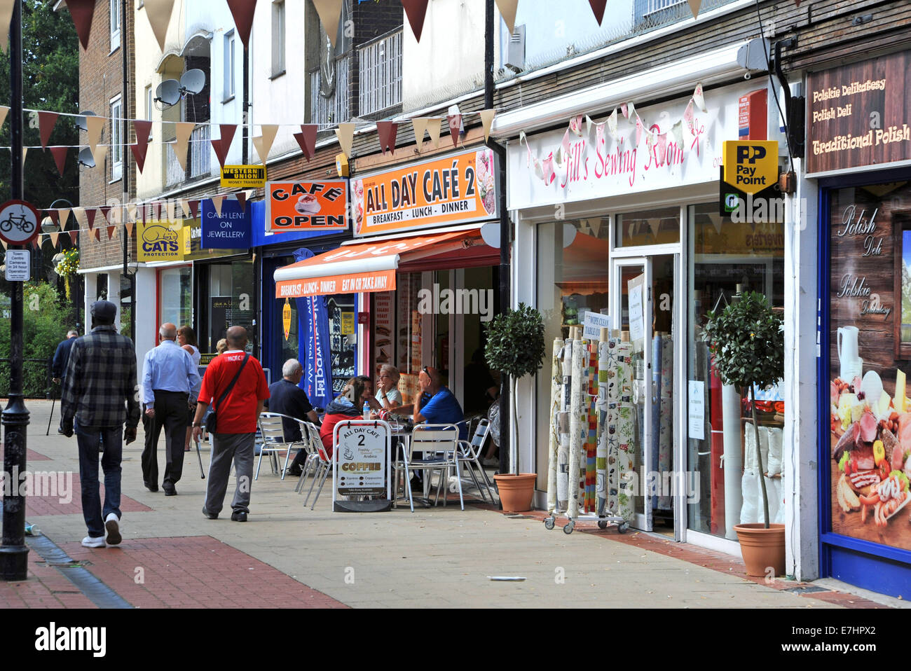 Crawley West Sussex UK - The old shopping precinct and High Street area Stock Photo
