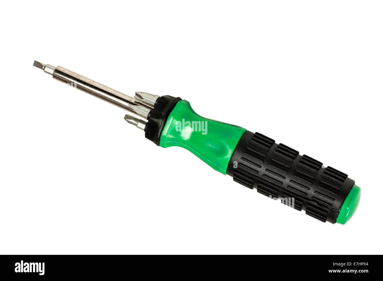 Screw driver and spares isolated with clipping path on white background Stock Photo