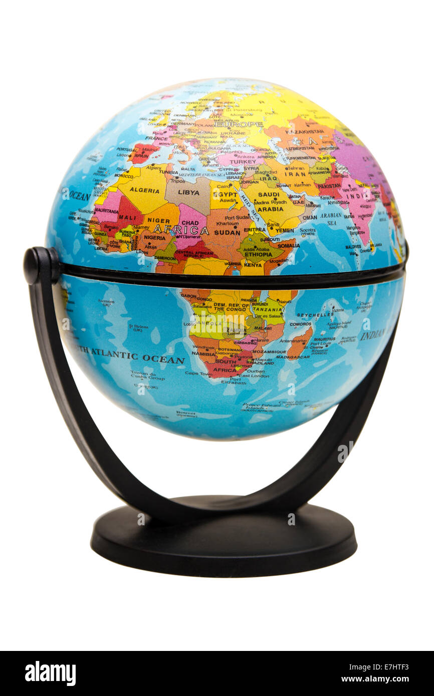 Terrestrial globe isolated on a white background with clipping path Stock Photo