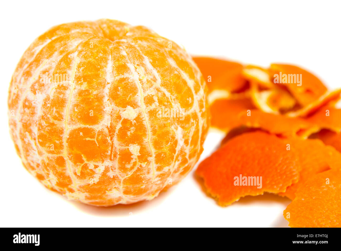 Orange and peel, isolated over white background Stock Photo