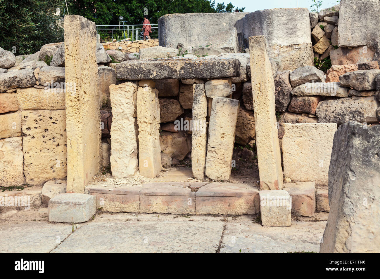 Hagar Qim, ancient Megalithic Temple of Malta, is a unesco world heritage site on the island
