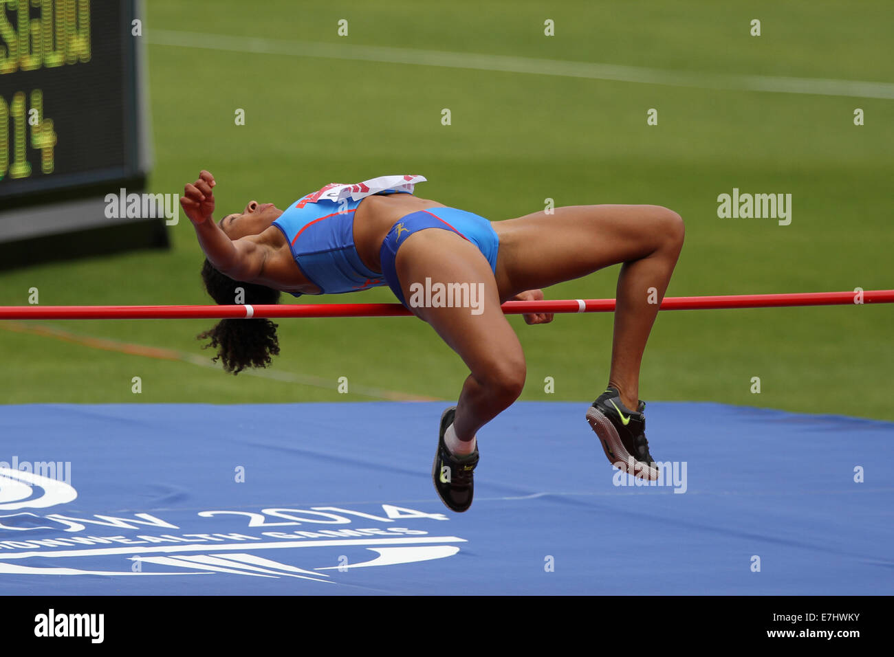 Shianne SMITH of Bermuda in the high jump of the womens heptathlon at Hampden Park, in the 2014 Commonwealth games, Glasgow Stock Photo