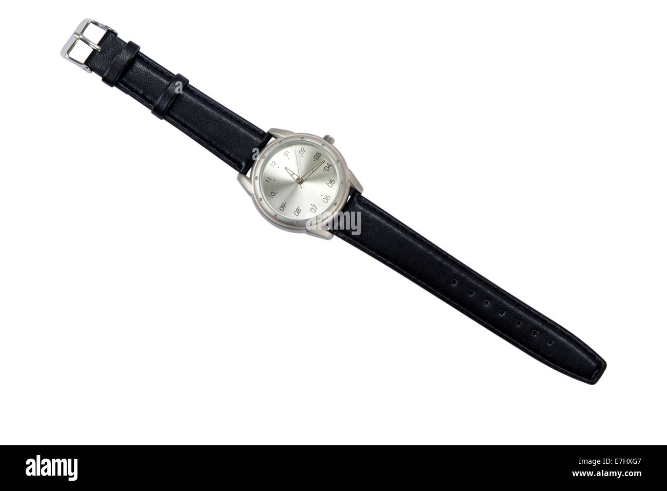 Classic Analog Men's Wrist Watch isolated over white background with clipping path Stock Photo