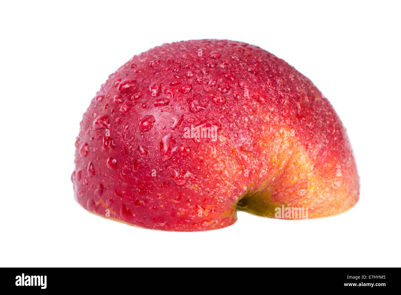 Half of an red apple with water drops isolated on white background Stock Photo