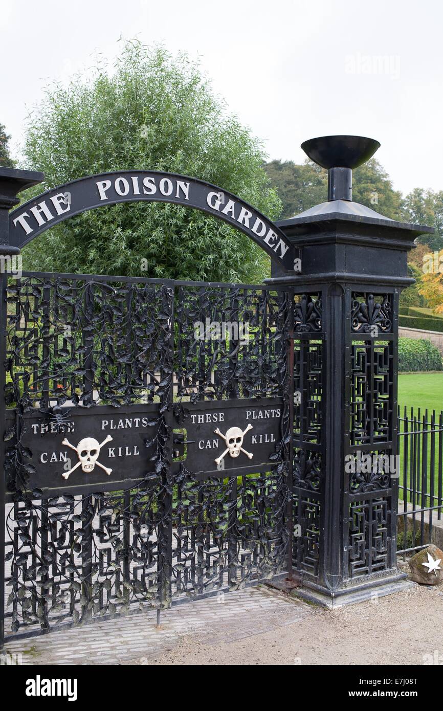 The gates and entrance to the Alnwick Poison Garden in Northumberland England UK Stock Photo