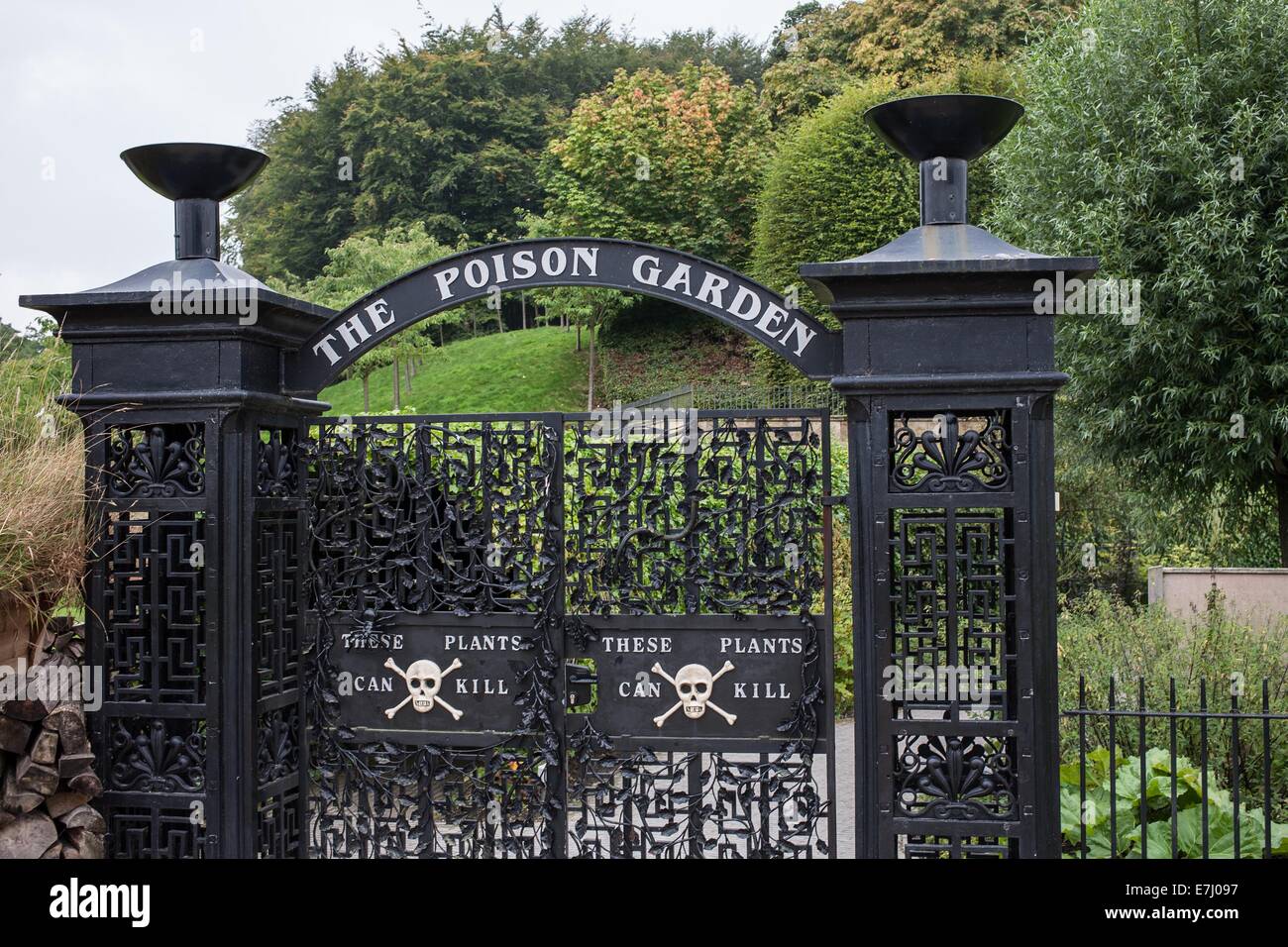 The gates and entrance to the Alnwick Poison Garden in Northumberland England UK Stock Photo
