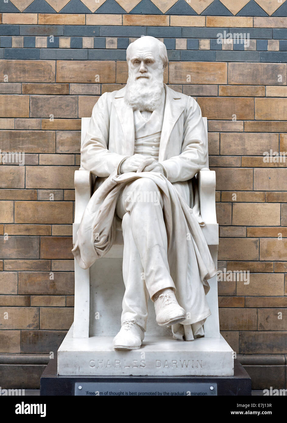 Charles Darwin statue in The Natural History Museum, London. Stock Photo