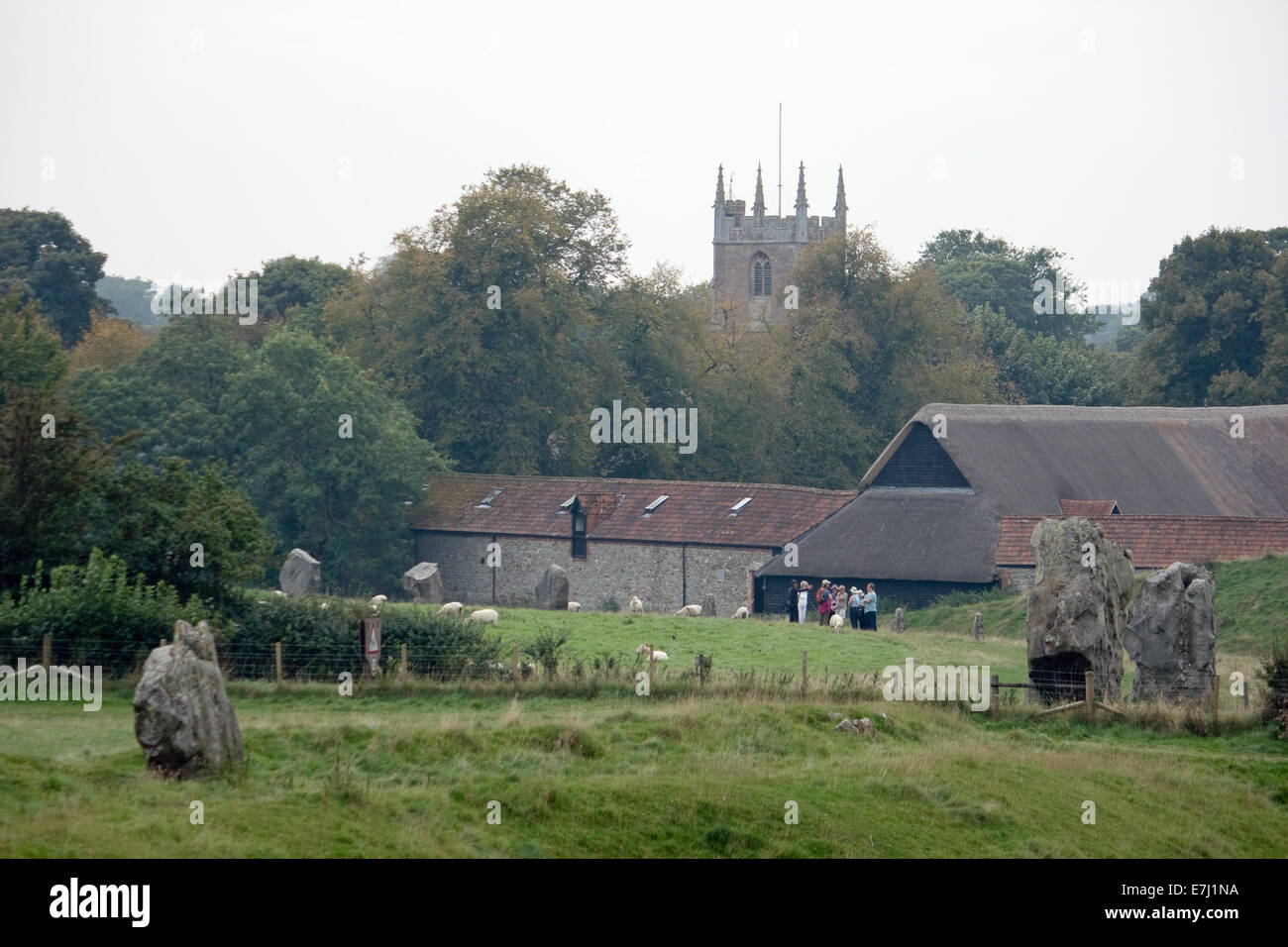 Avebury village and standing stones,Wiltshire,UK Stock Photo