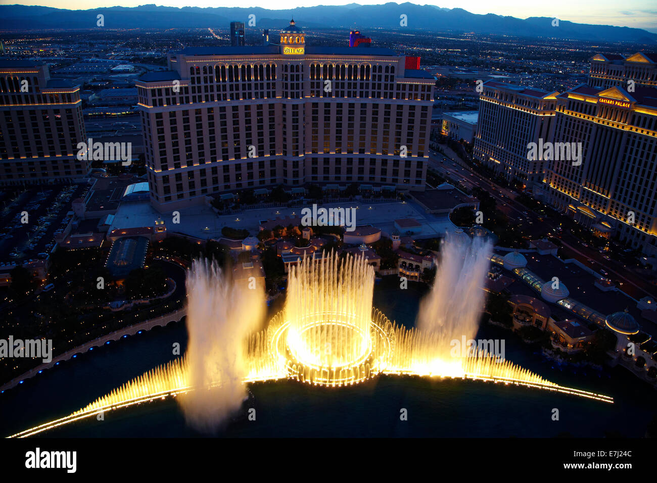 Fountains of Bellagio, Bellagio Hotel and Casino, The Strip, Las Vegas, Nevada, USA Stock Photo