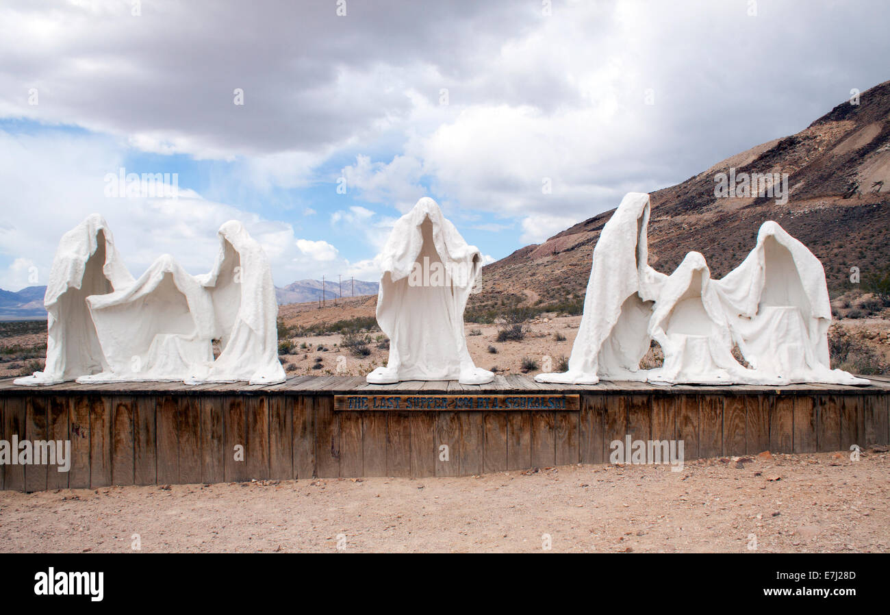 Last Supper Apostoles in the Ghost town of Rhyolite Nevada Stock Photo